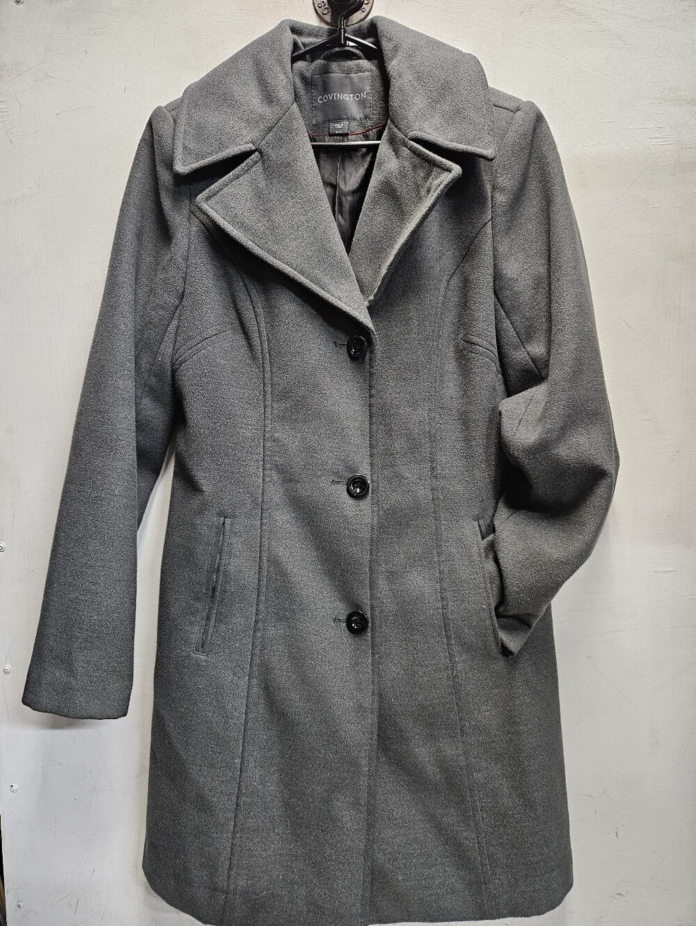 Covington Womens Medium Grey Pea Coat Fall Winter Outerwear Overcoat Jacket